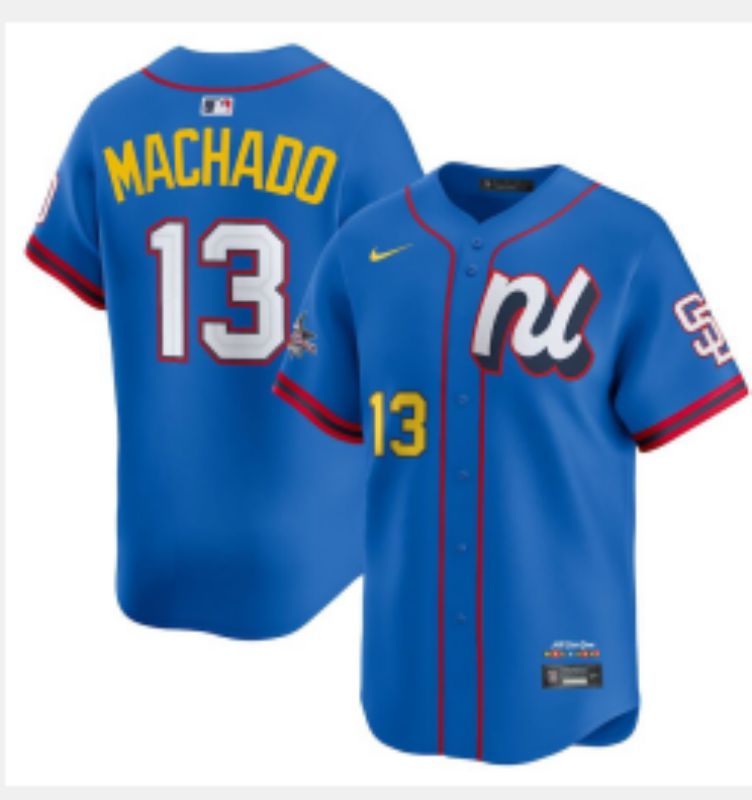 Men San Diego Padres #13 Machado Blue All star Nike MLB Jersey style 2
